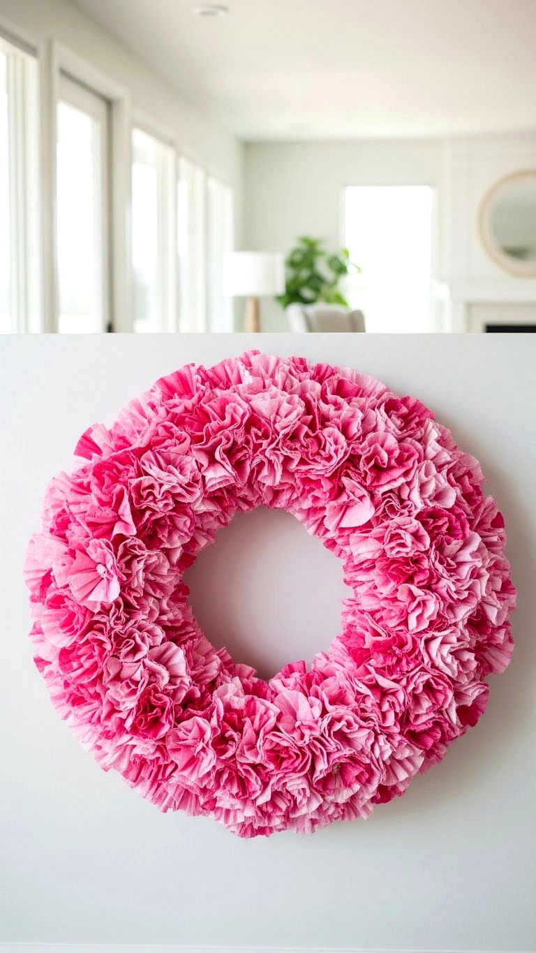 Coffee Filter Wreath - 25 valentine's day wreath ideas