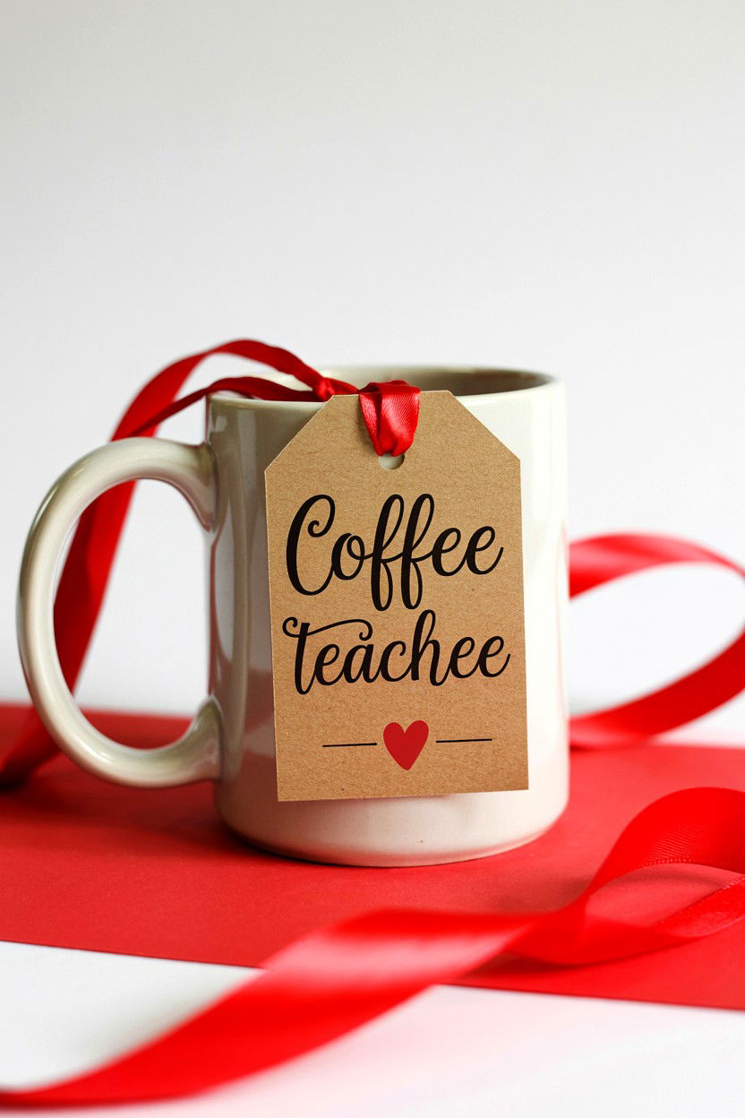 Coffee Teacher Valentine Tag - 25 Valentine's Day Teacher Gift Tag Ideas
