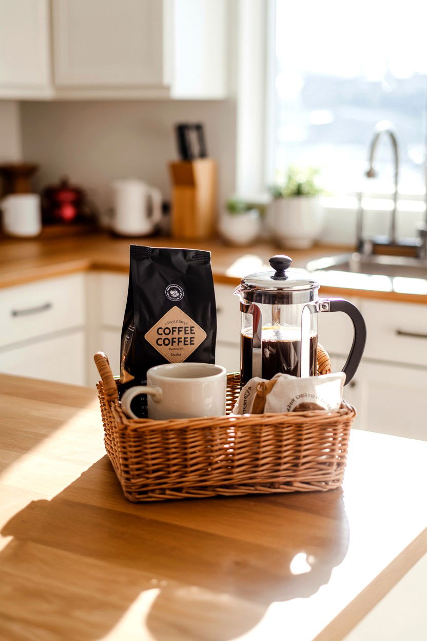 Coffee lover morning ritual basket - 25 Valentine's Day Relaxation Gift Basket Ideas