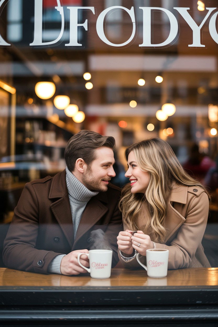 Coffee shop window - 25 Valentine's Day Portrait Ideas
