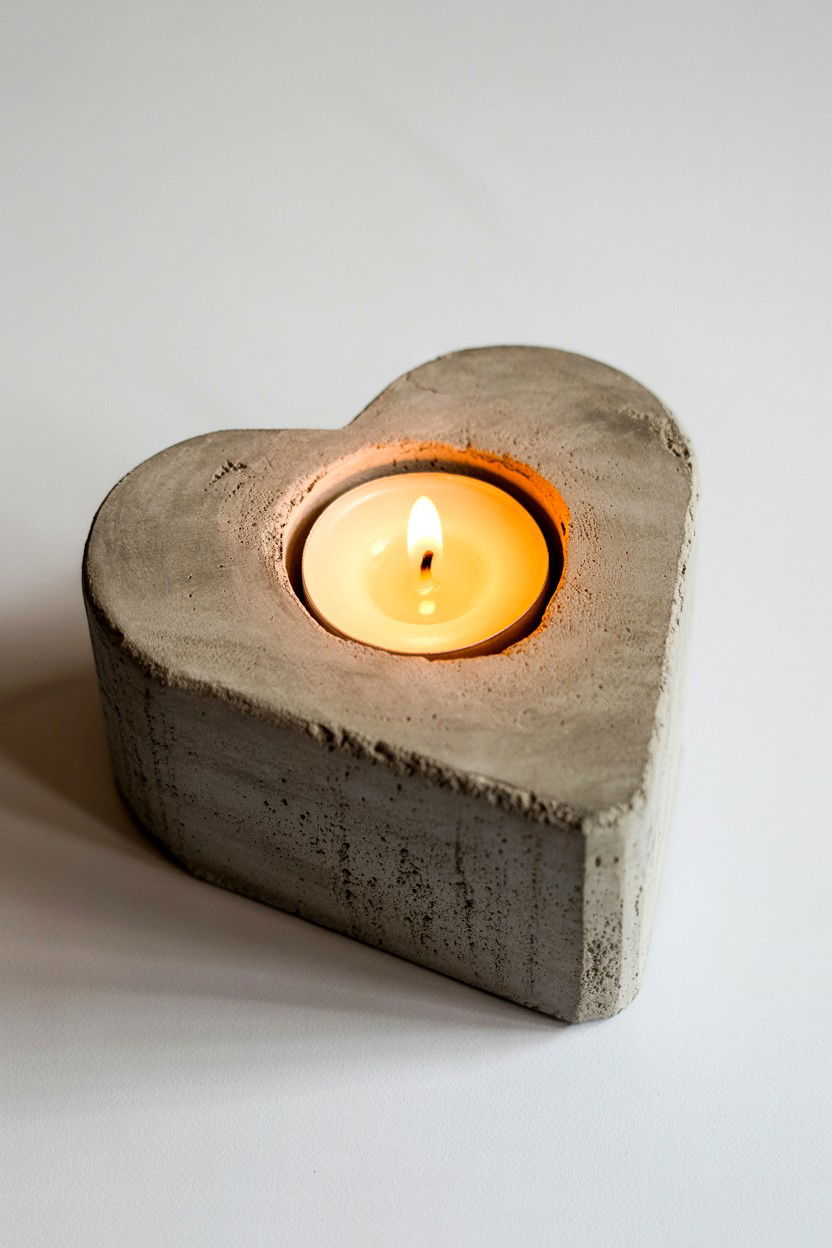 Concrete tea light holder - 25 Valentine's Day Tea Light Ideas