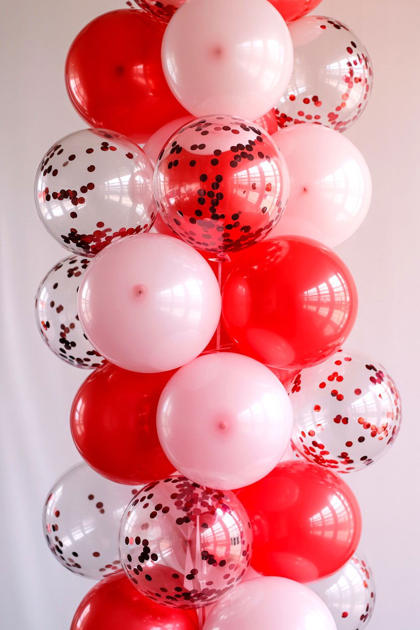 Confetti Balloon Column - 25 Valentine's Day Balloon Column Ideas