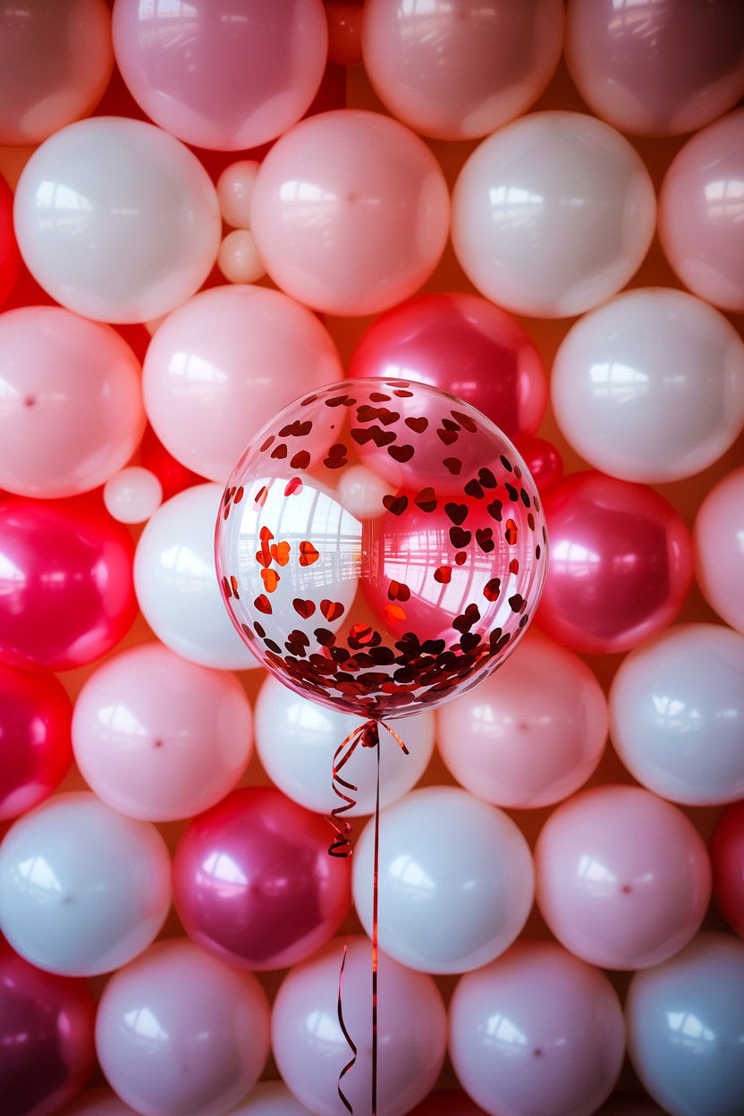 Confetti Balloon Wall Decoration - 25 Valentine's Day Balloon Wall Ideas