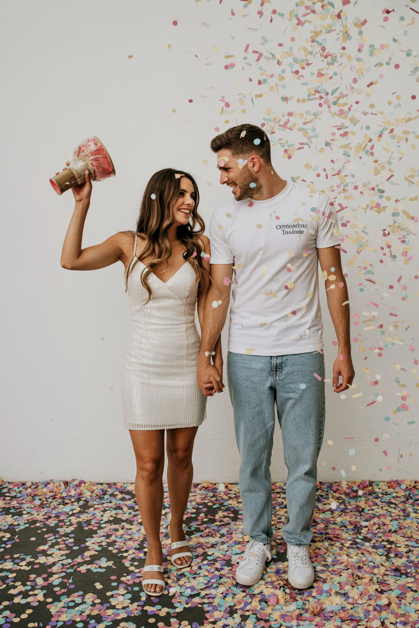 Confetti Engagement Photos - 25 Valentine's Day Engagement Photo Ideas