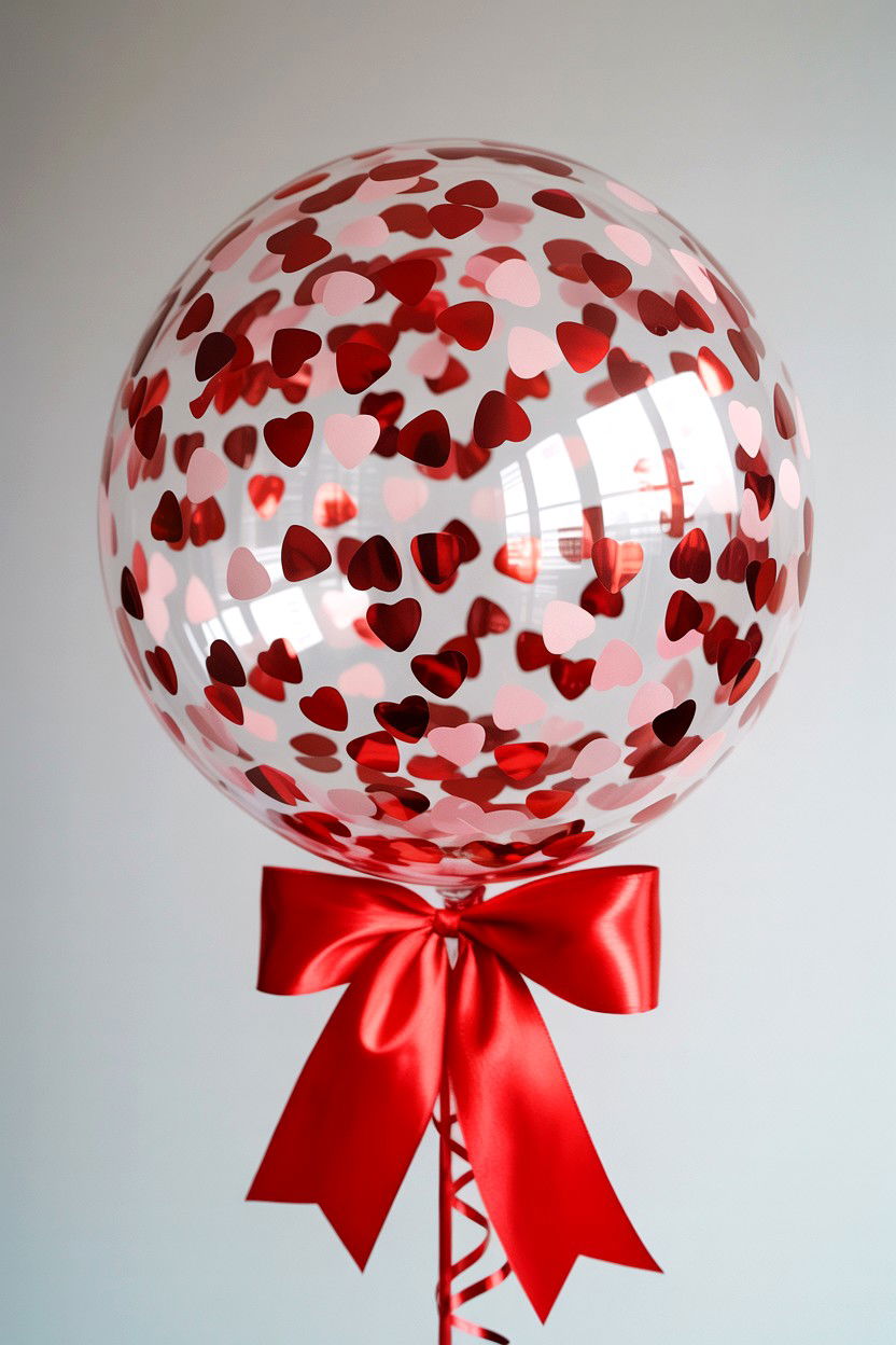 Confetti Filled Clear Balloon - 25 Valentine's Day Balloon Bouquet Ideas