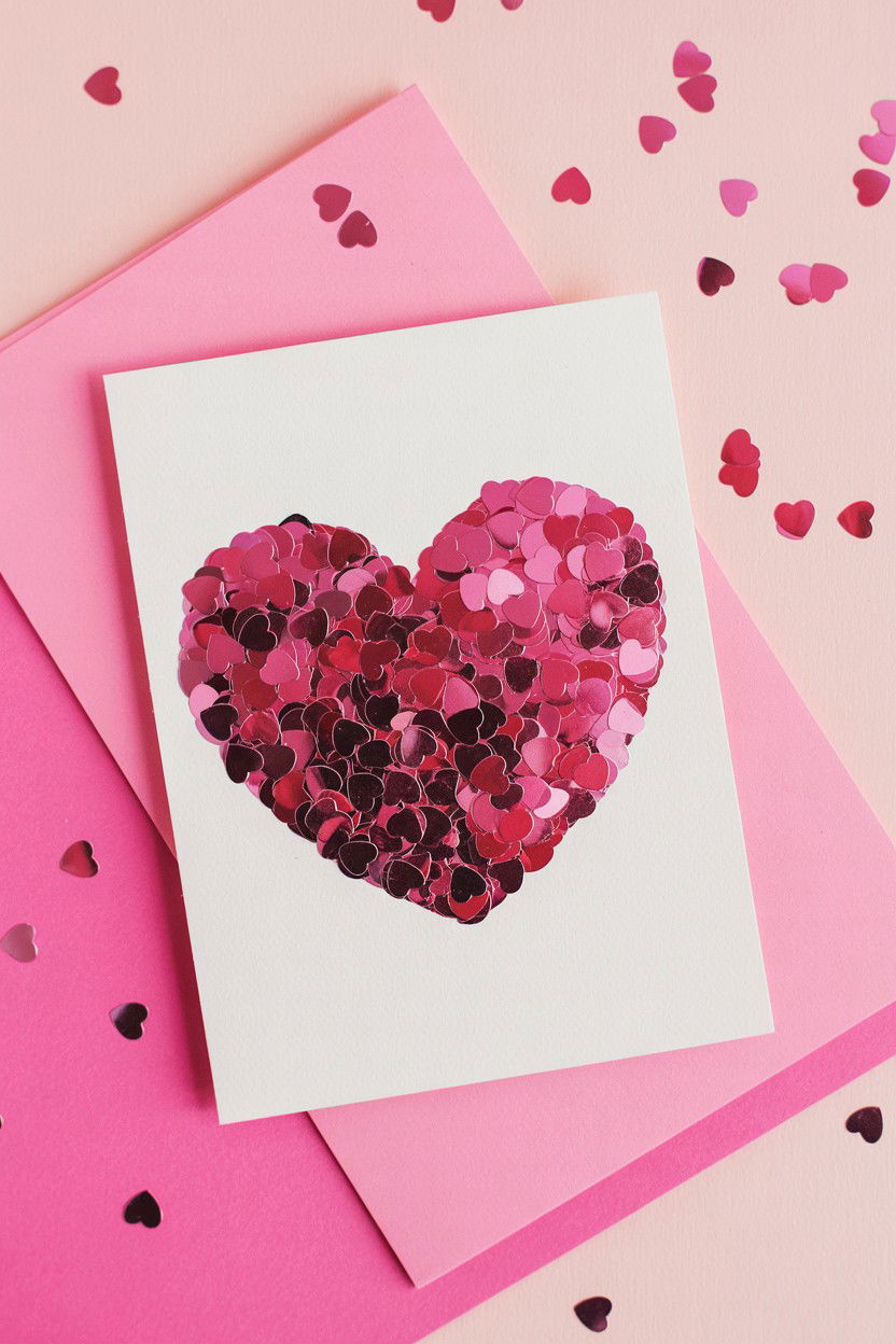 Confetti Heart Card - 25 Heart Valentine's Day Card Ideas