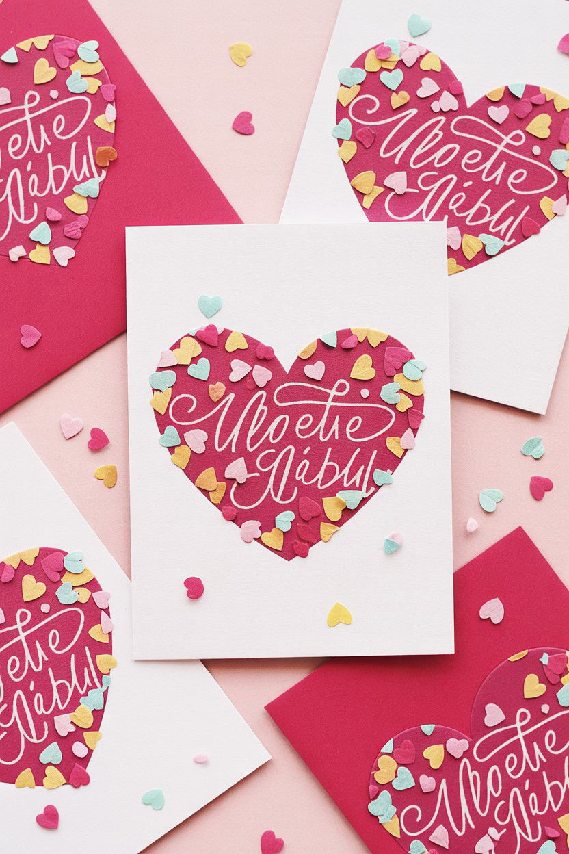 Confetti Heart Cards - 25 Valentine's Day Tissue Paper Ideas