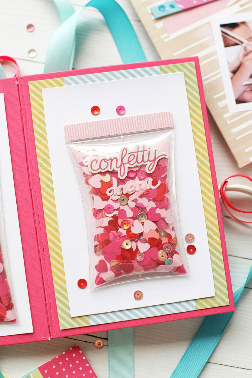 Confetti Scrapbook Page - 25 Valentine's Day Scrapbook Layout Ideas