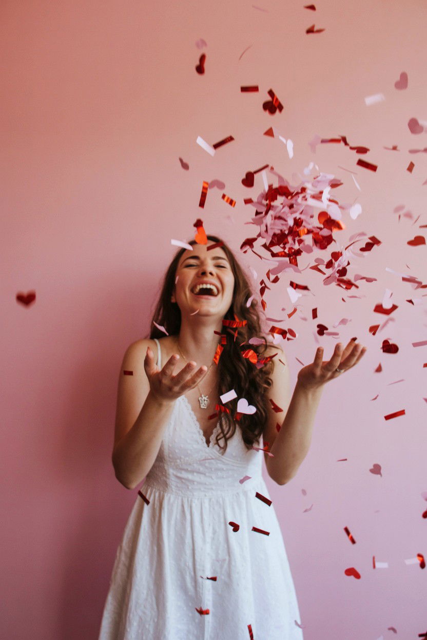 Confetti Toss Photo - 25 Valentine's Day Indoor Photo Ideas