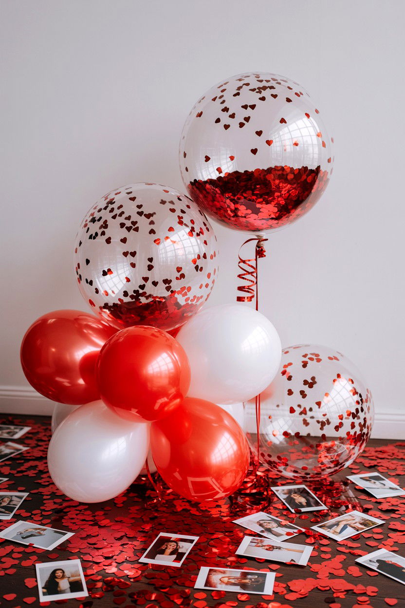 Confetti balloon photo corner - 25 Valentine's Day Photo Balloon Ideas