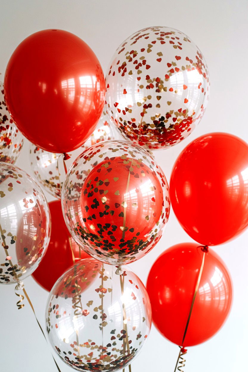 Confetti balloons - 25 Valentine's Day Balloon Ceiling Ideas