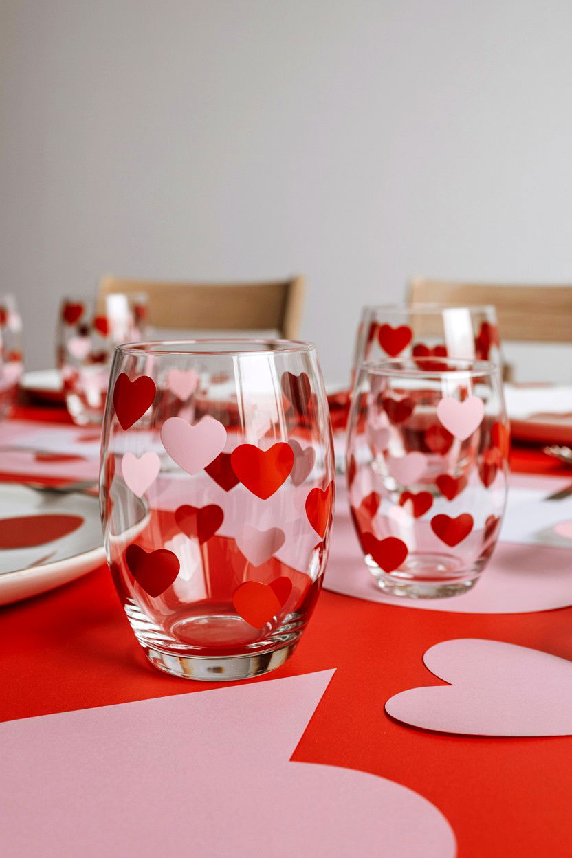 Confetti heart glass sets - 25 Valentine's Day Glassware Ideas