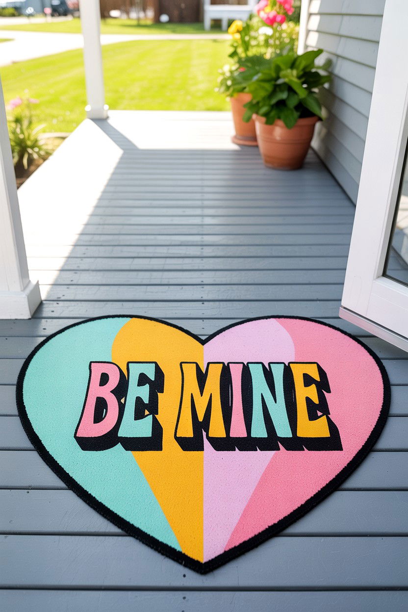 Conversation Heart Doormat - 25 Valentine's Day Welcome Mat Ideas