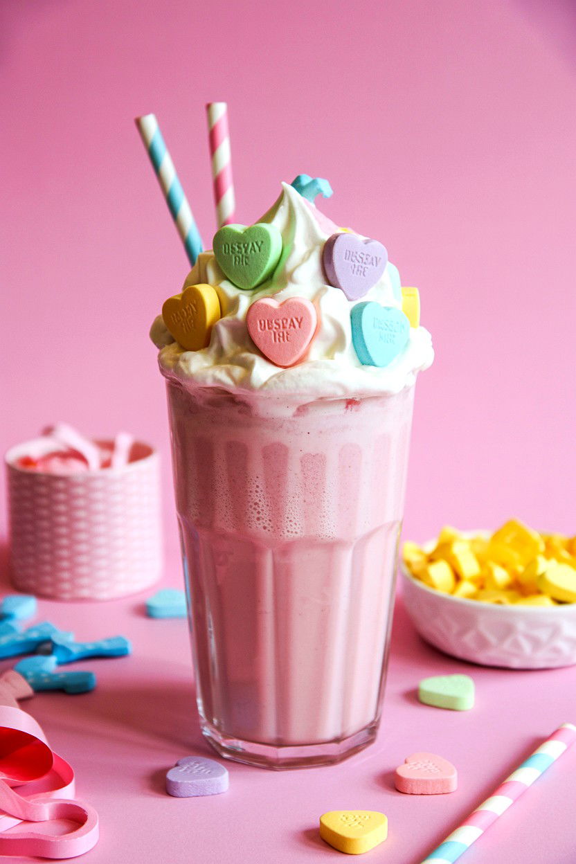Conversation Heart Milkshake - 25 Valentine's Day Milkshake Ideas