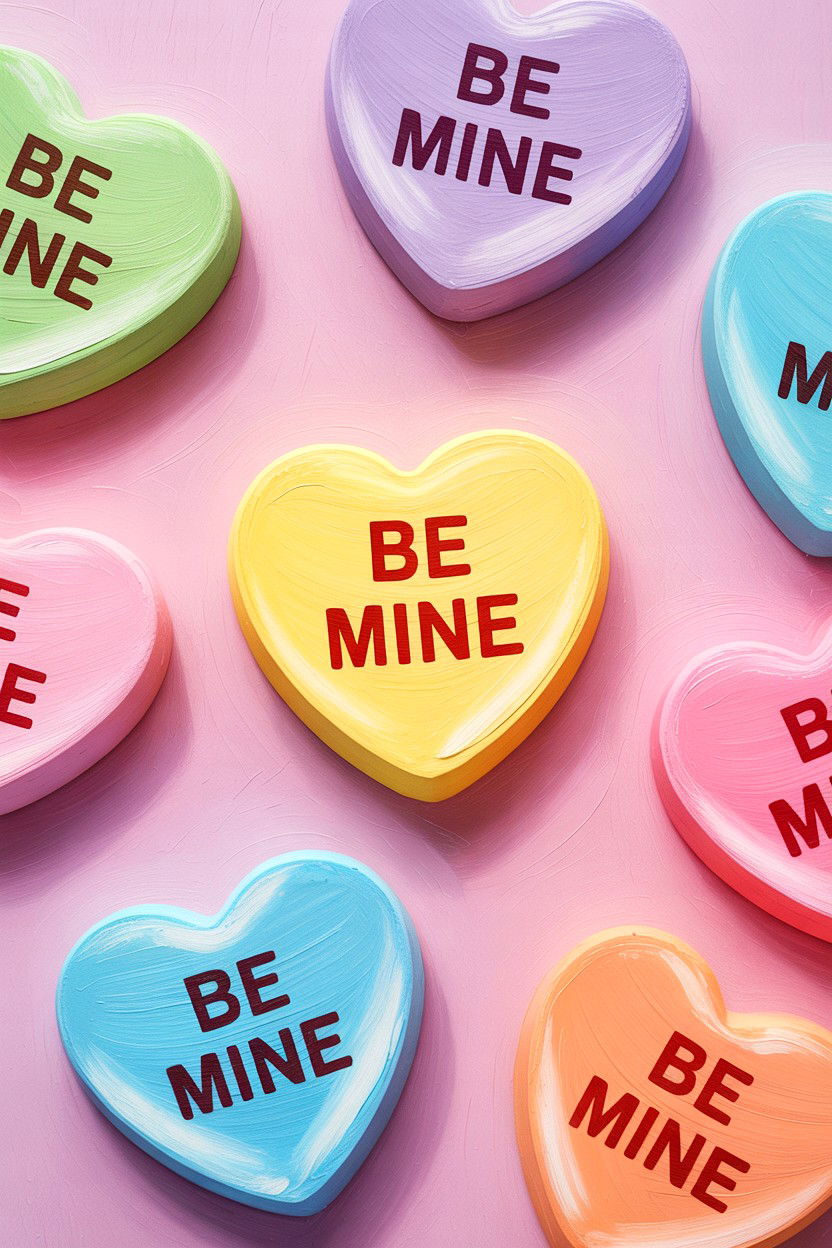 Conversation Heart Painting - 25 Valentine's Day Canvas Art Ideas