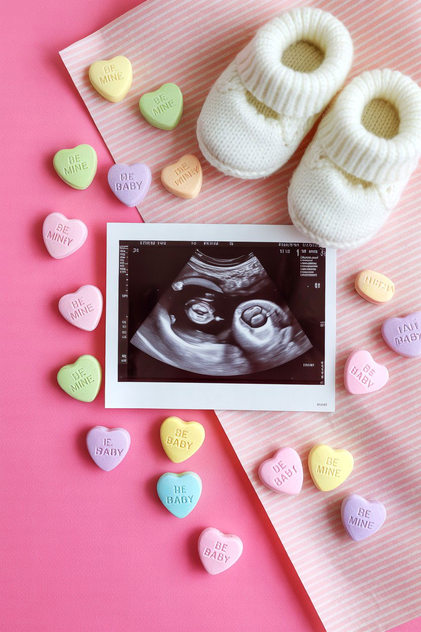 Conversation Heart Pregnancy Announcement - 25 Valentine's Day Pregnancy Photo Ideas