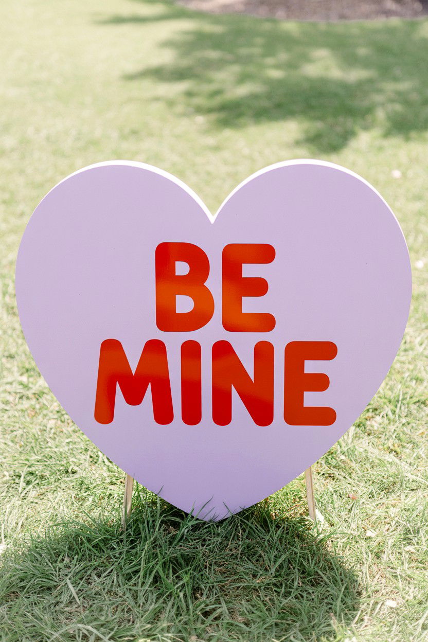 Conversation Heart Sign - 25 Valentine's Day Yard Sign Ideas