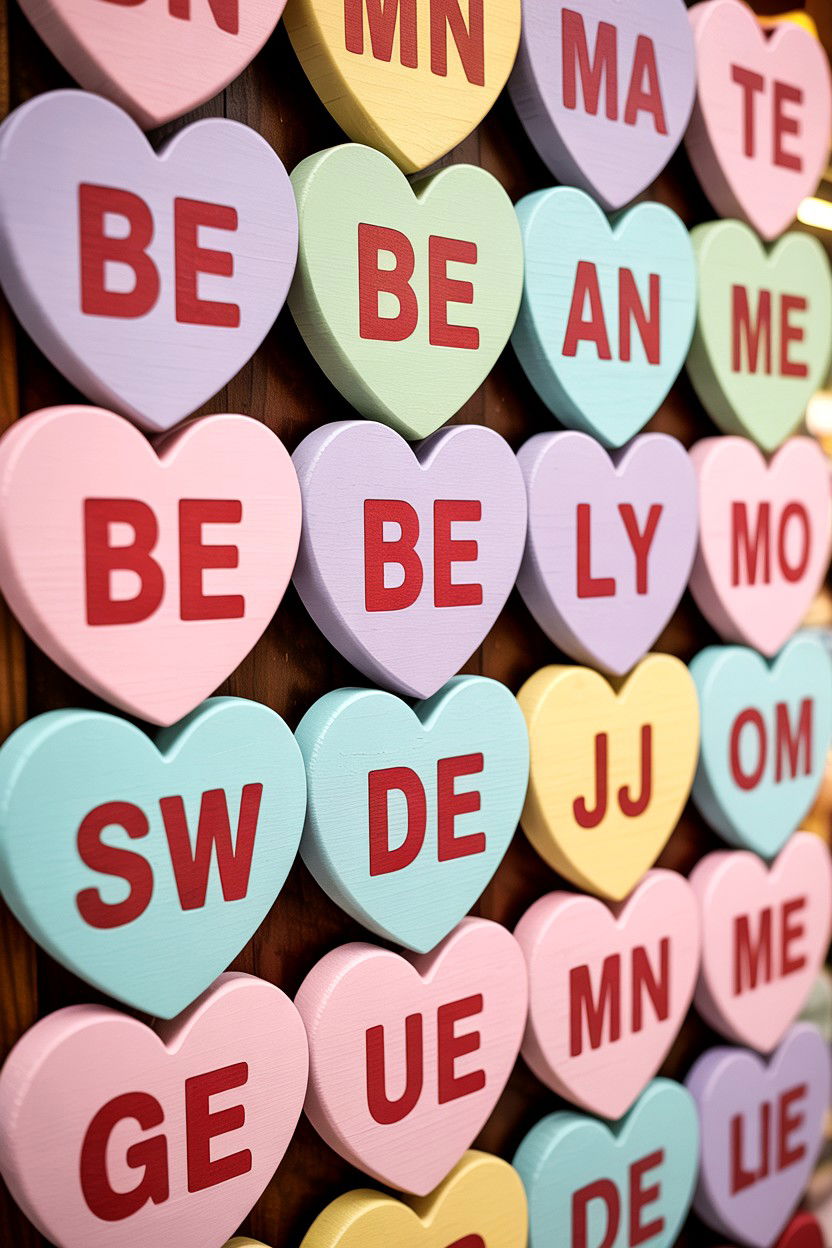 Conversation Heart Sign - 25 Valentine's Day Porch Sign Ideas