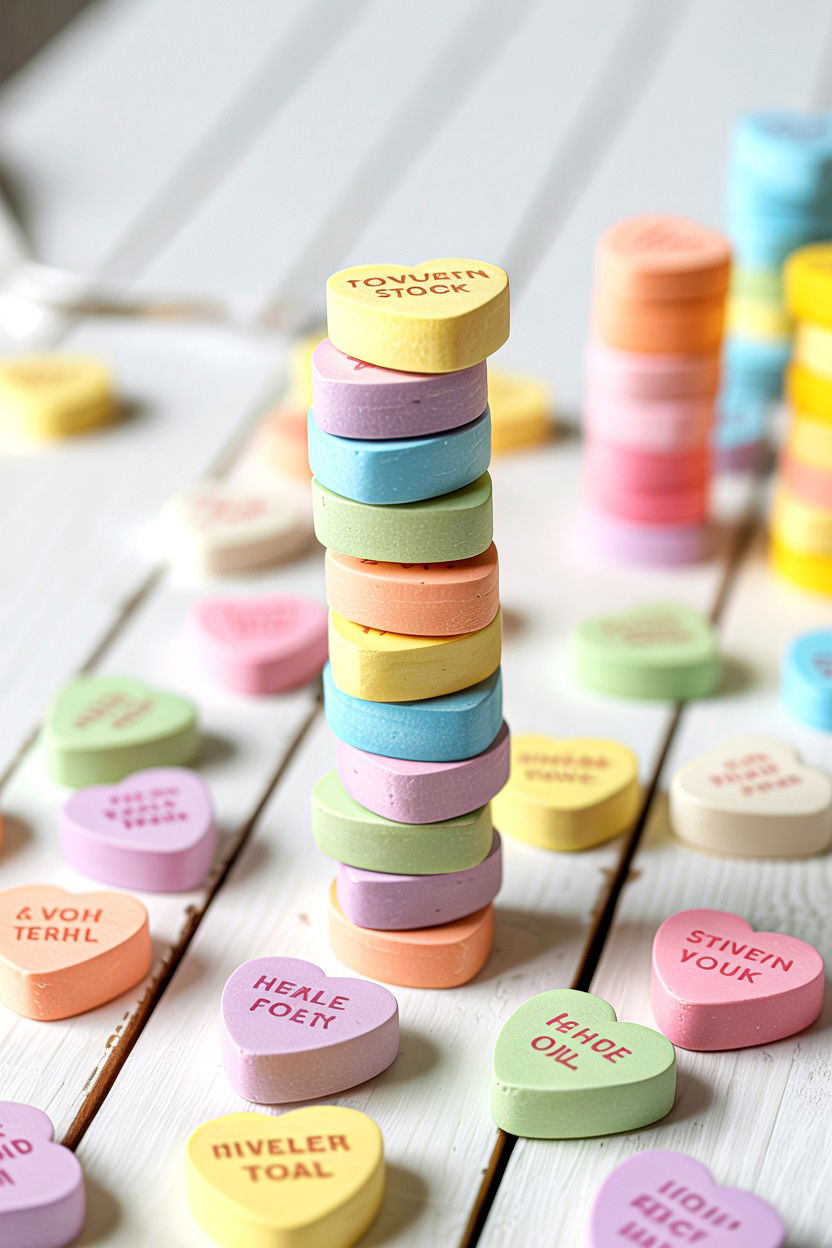 Conversation Heart Stack - 25 Valentine's Day Minute to Win It Games