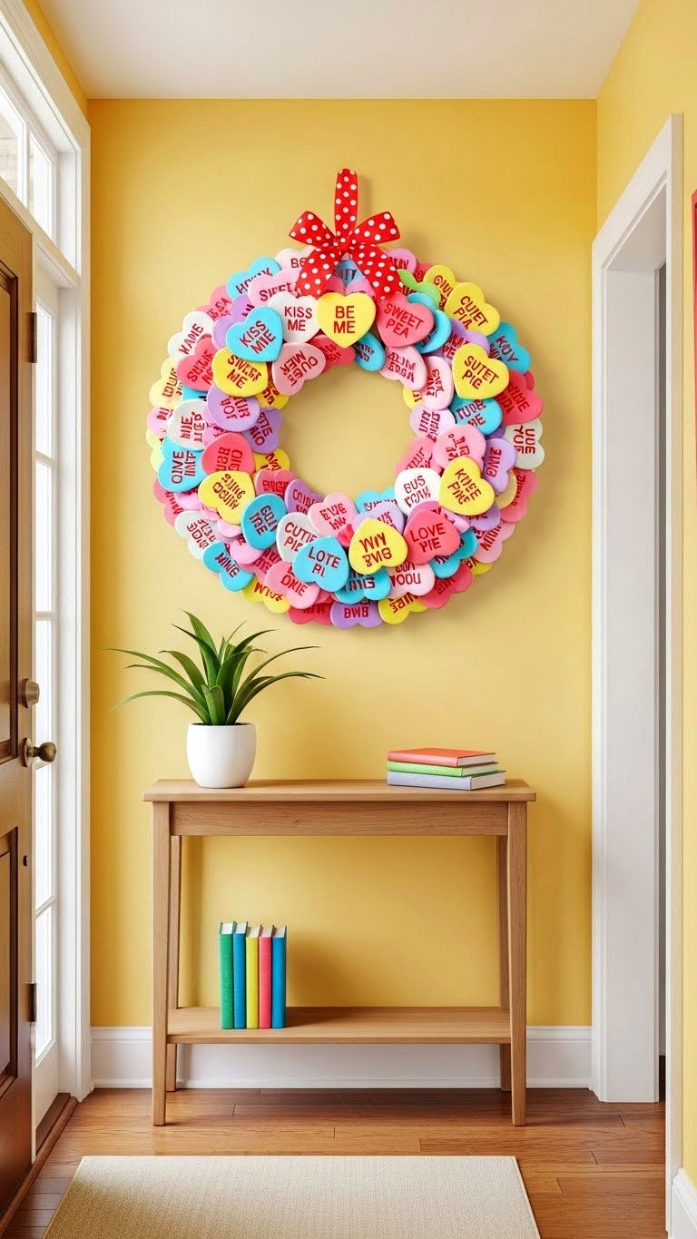 Conversation Heart Wreath - 25 valentine's day wreath ideas