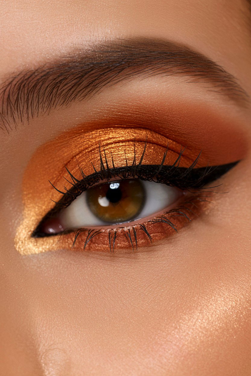 Copper Metallic Shadow - 25 Valentine's Day Makeup for Brown Eyes