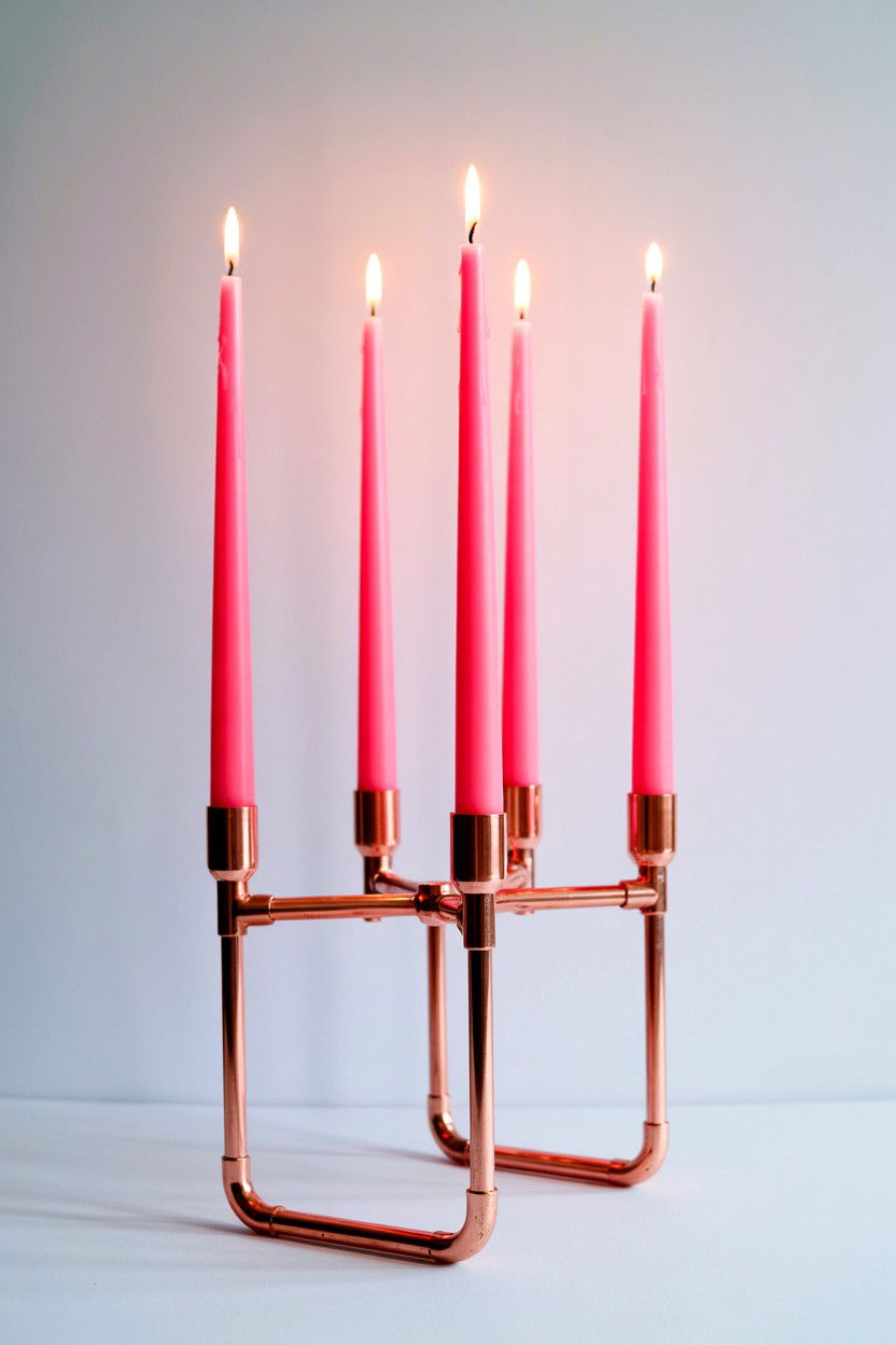 Copper Pipe Candle Stand - 25 Valentine's Day Candle Holder Ideas