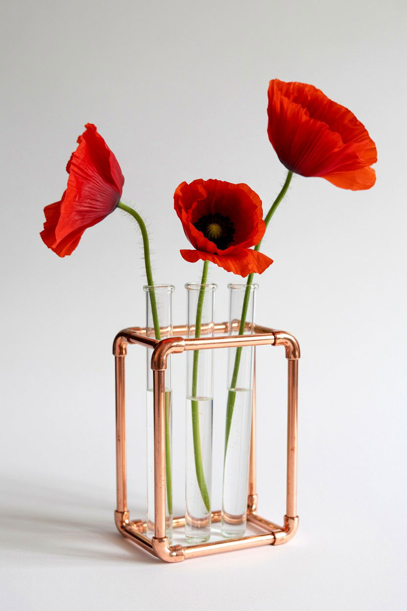 Copper Pipe Industrial Vase - 25 Valentine's Day Flower Vase Ideas