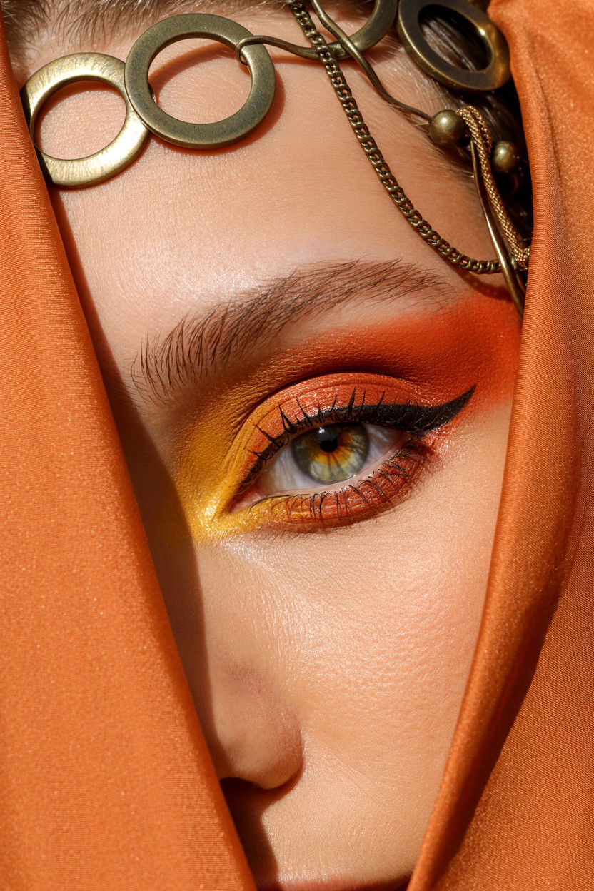 Copper Shimmer Sunset Eye - 25 Glitter Valentine's Day Makeup Looks