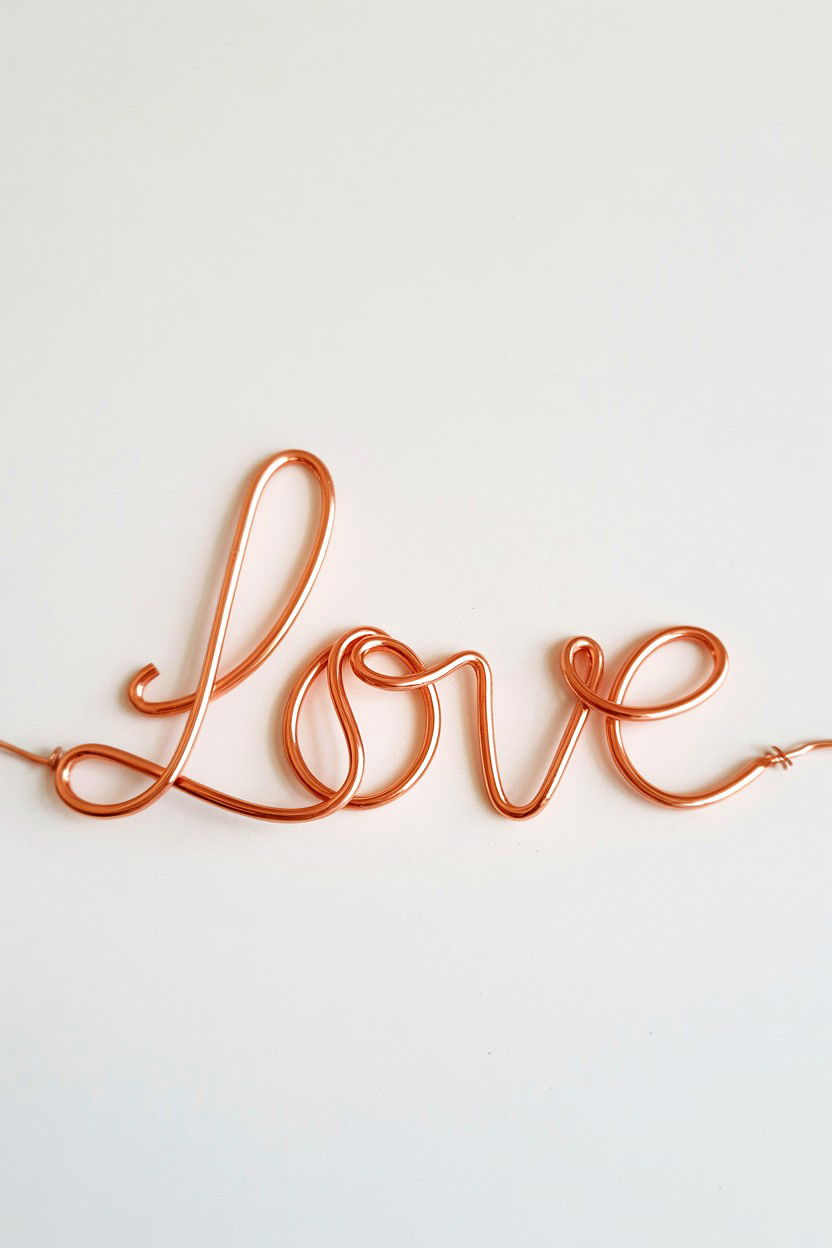 Copper Wire Sign - 25 Valentine's Day Love Sign Ideas