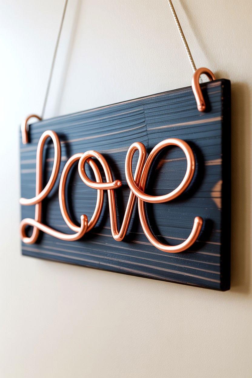 Copper Wire Sign - 25 Rustic Valentine's Day Sign Ideas