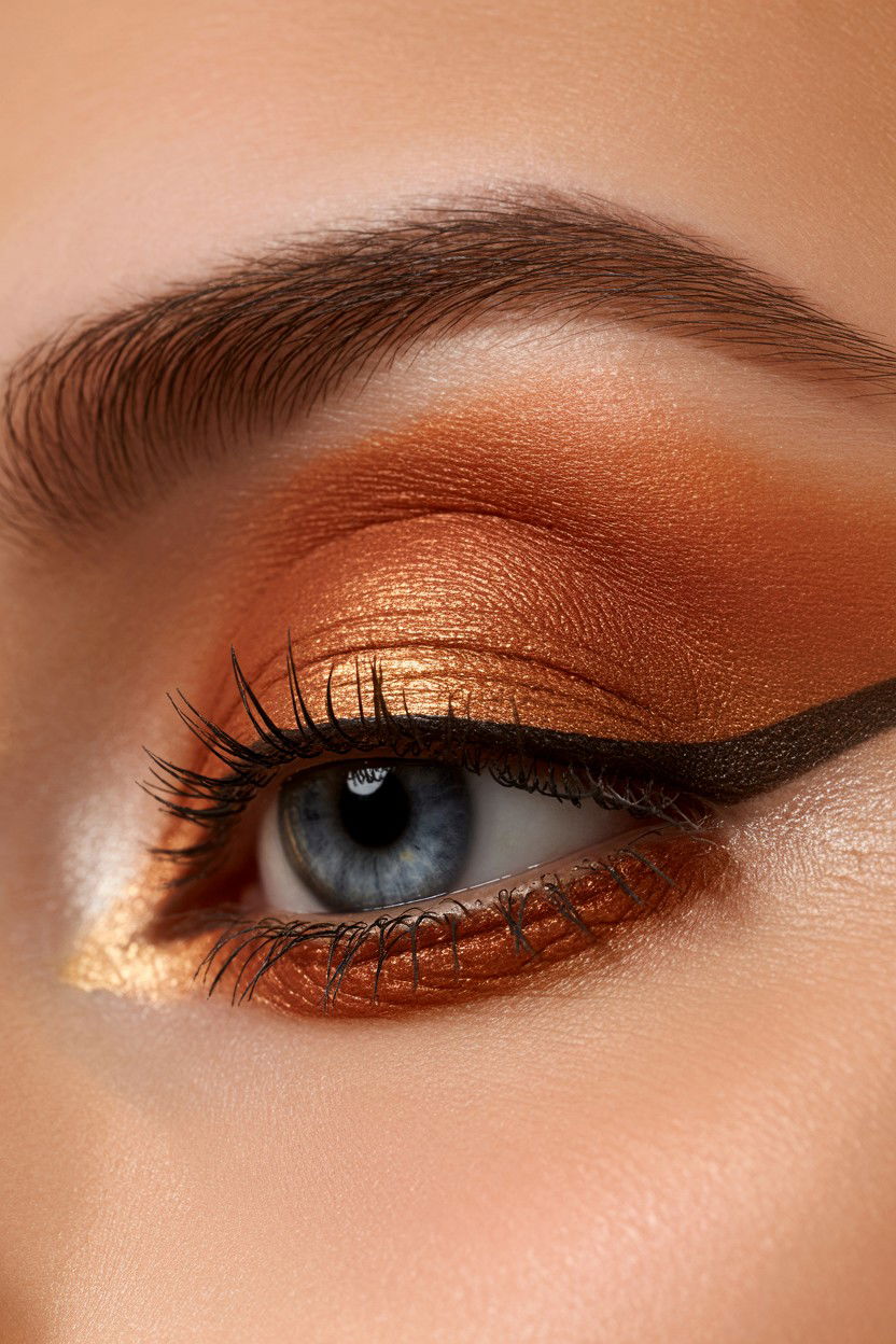 Copper metallic eyeshadow - 25 Smoky Eye Valentine's Day Looks