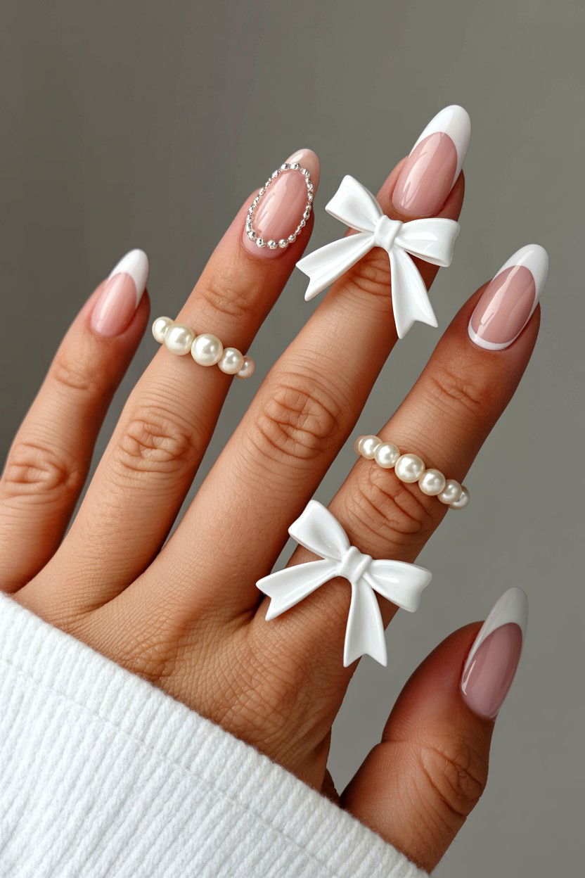 Coquette Bow Nails - 25 Valentine's Day Nail Art Ideas