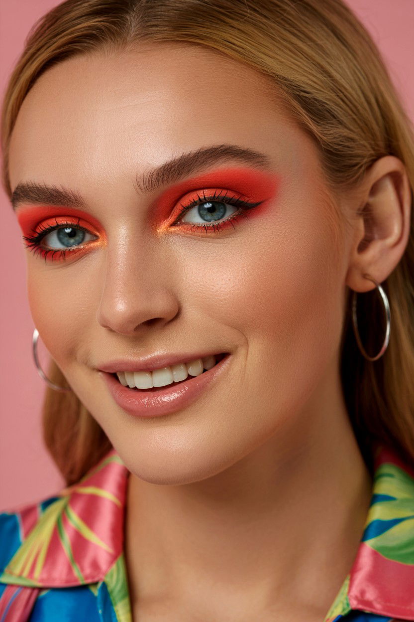 Coral Eyeshadow - 25 Valentine's Day Makeup for Blue Eyes