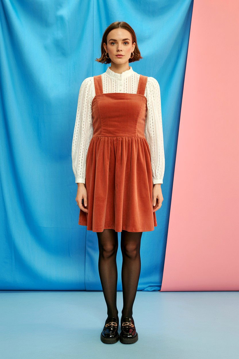 Corduroy Pinafore Dress - 25 Valentine's Day Boho Outfits