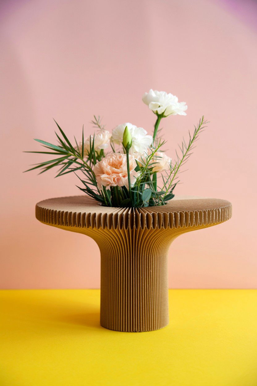 Corrugated Cardboard Flower Holder - 25 Valentine's Day Flower Wrapping Ideas