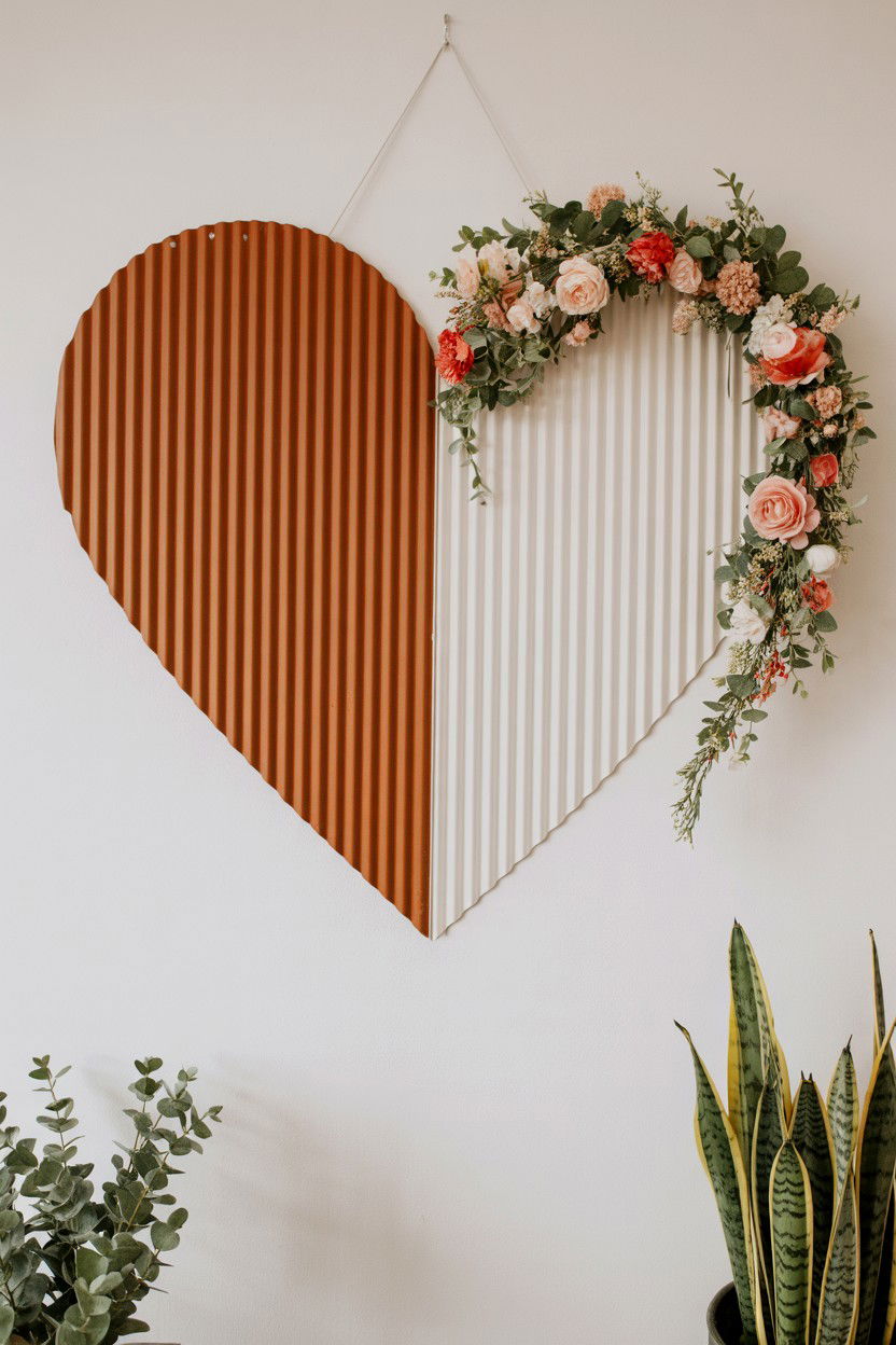 Corrugated Metal Wall Art - 25 Rustic Valentine's Day Decorations