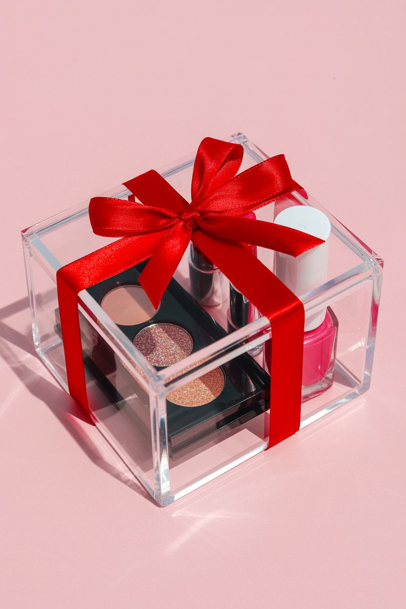 Cosmetic Gift Box - 25 Valentine's Day Clear Box Ideas