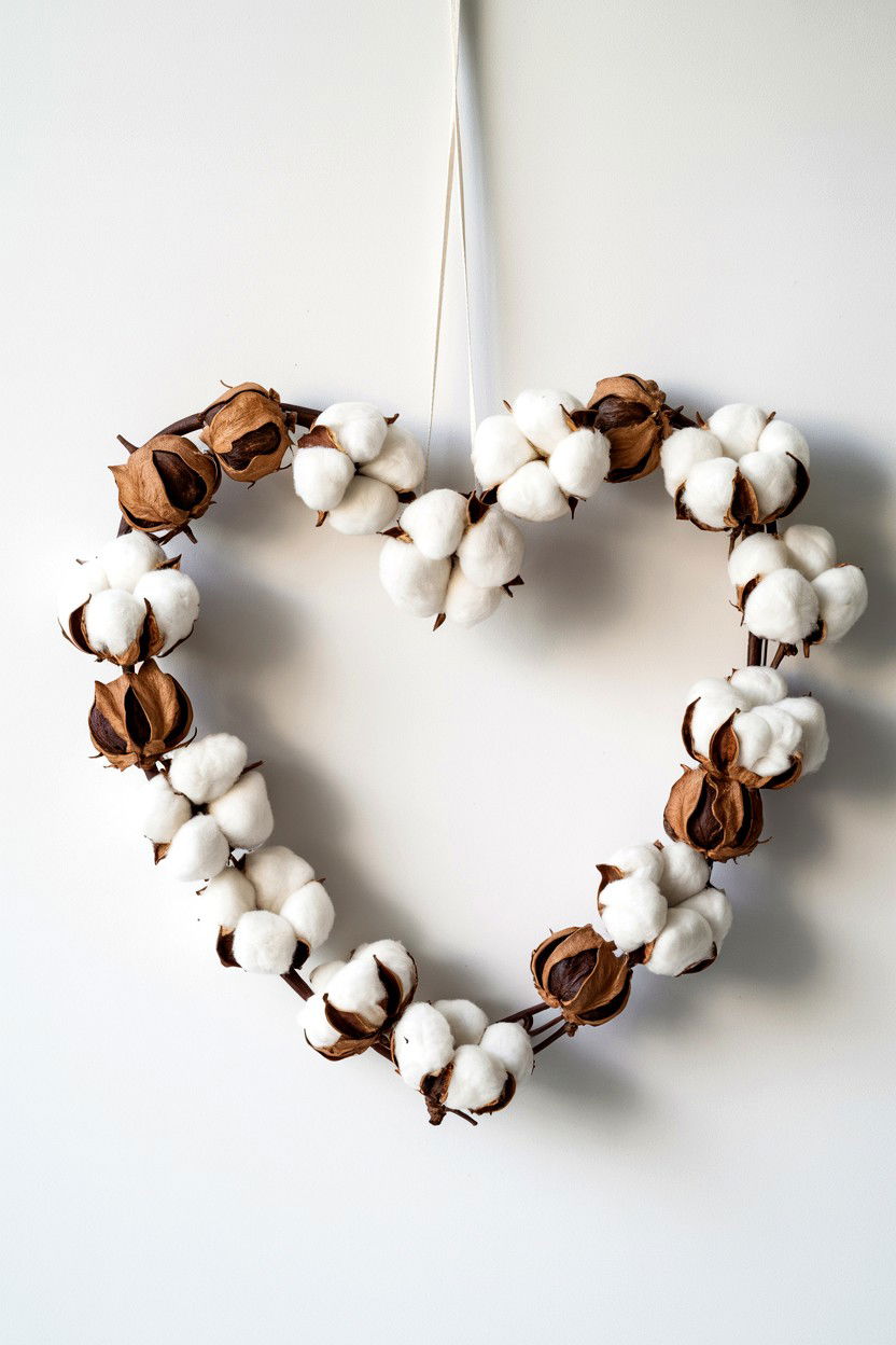 Cotton Boll Heart - 25 Heart Shaped Wreath Ideas