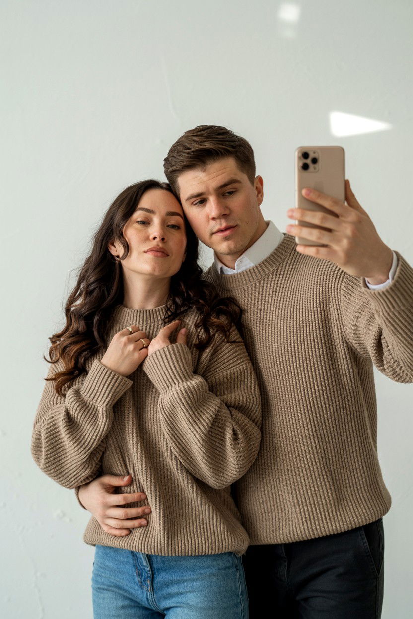 Couple Mirror Selfie - 25 Valentine's Day Mirror Selfie Ideas