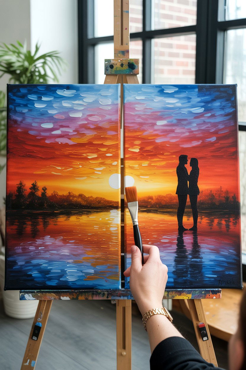 Couples Canvas Painting - 25 Valentine's Day Art Class Ideas