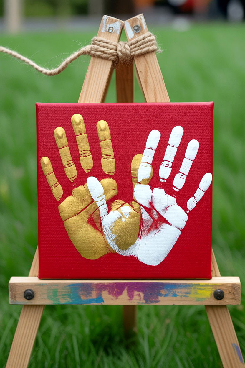Couples Handprint Art - 25 Valentine's Day Canvas Art Ideas