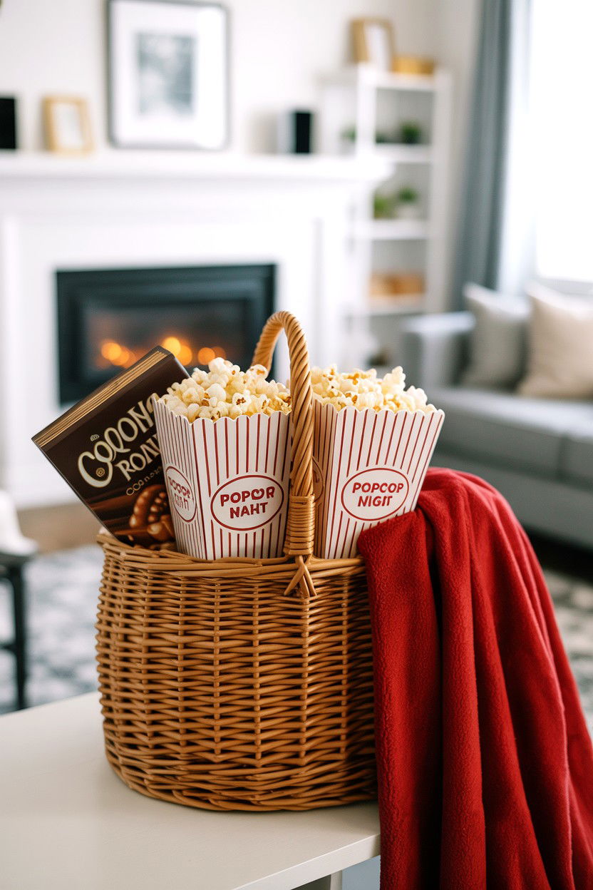 Couples Movie Night Basket - 25 Valentine's Day Countdown Surprise Ideas