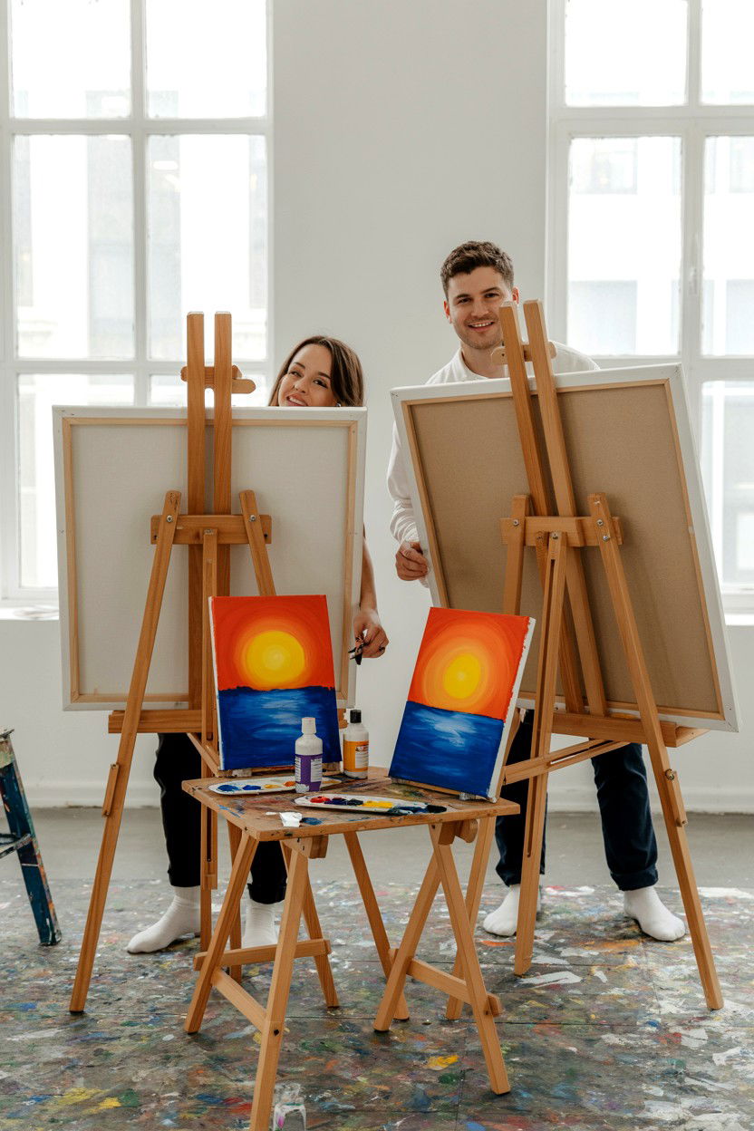Couples painting activity - 25 Inexpensive Valentine's Day Ideas