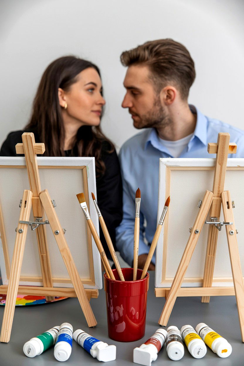 Couples painting session - 25 Valentine's Day Surprise Ideas for Girlfriend