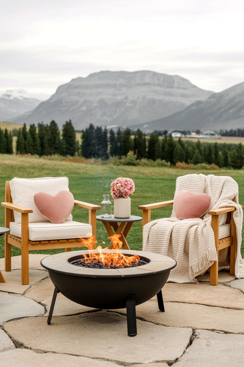 Cozy Fire Pit Setup - 25 Valentine's Day Patio Decorating Ideas