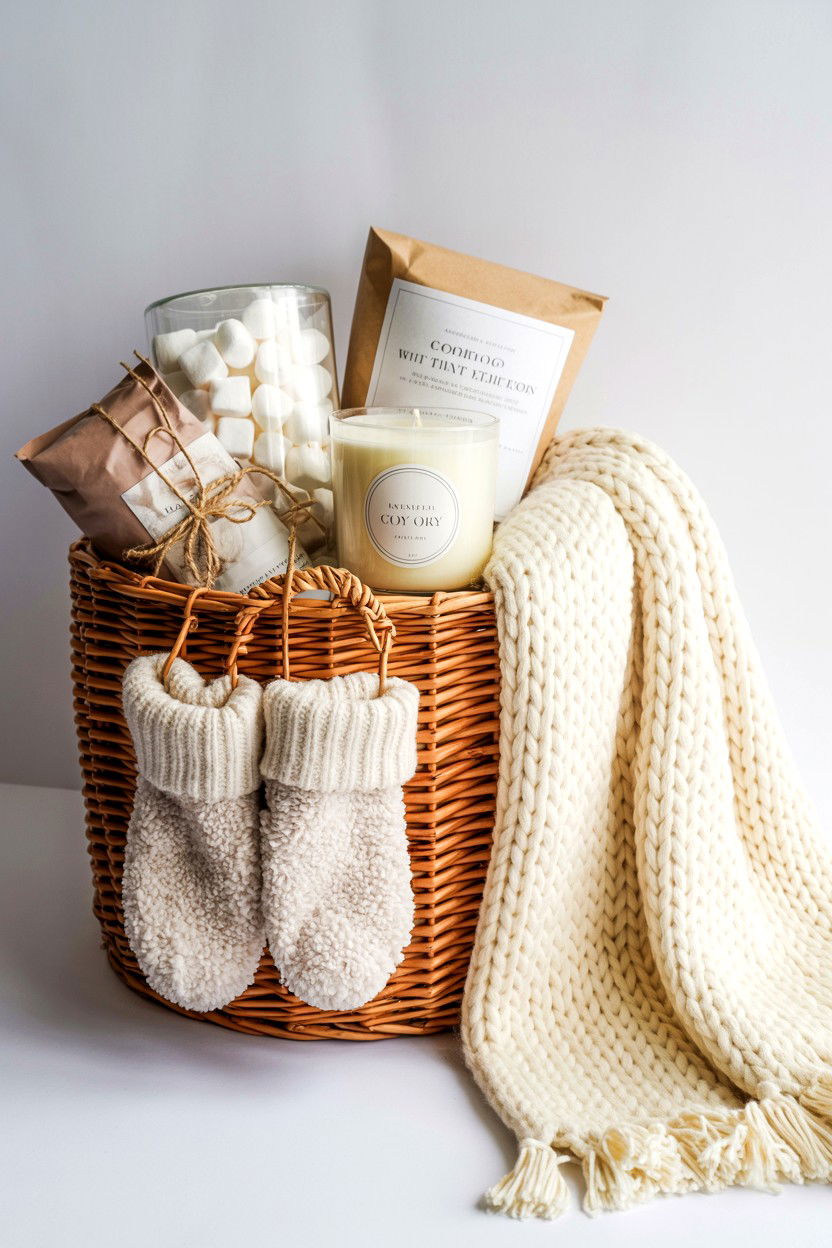 Cozy Home Gift Basket - 25 Valentine's Day Romantic Gift Basket Ideas