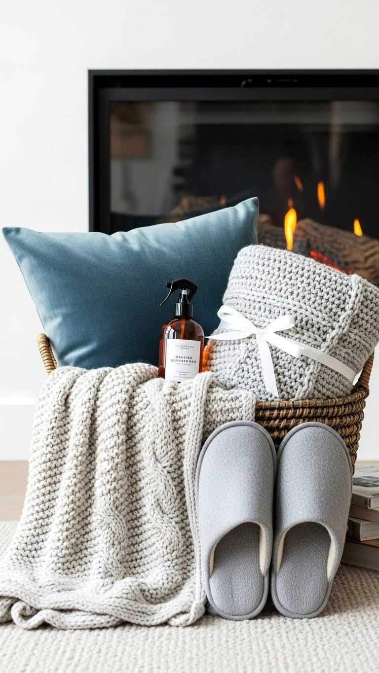 Cozy Home Gift Basket - 25 valentine's day basket ideas