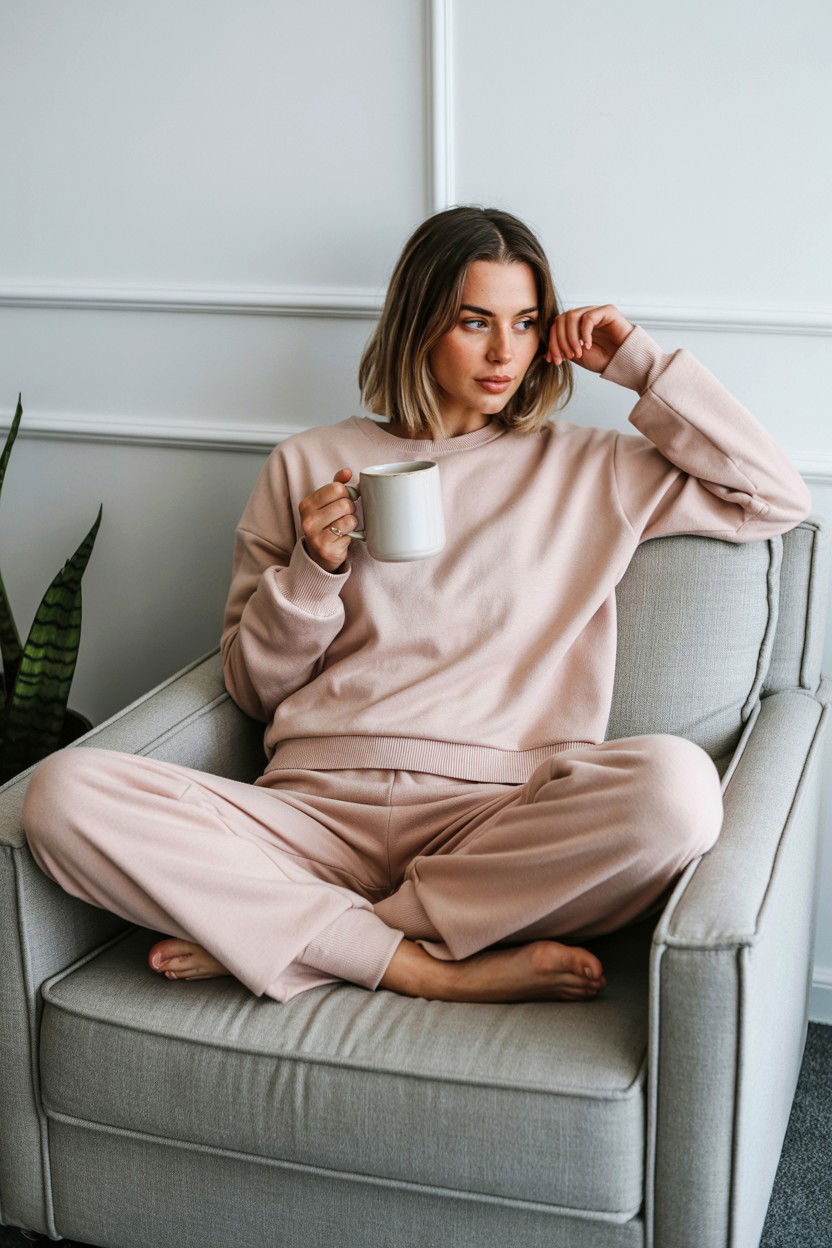 Cozy Lounge Wear Outfit - 25 Valentine's Day Indoor Photo Ideas