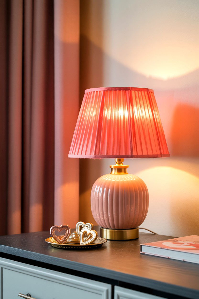 Cozy Valentine Table Lamp - 25 Valentine's Day Console Table Ideas
