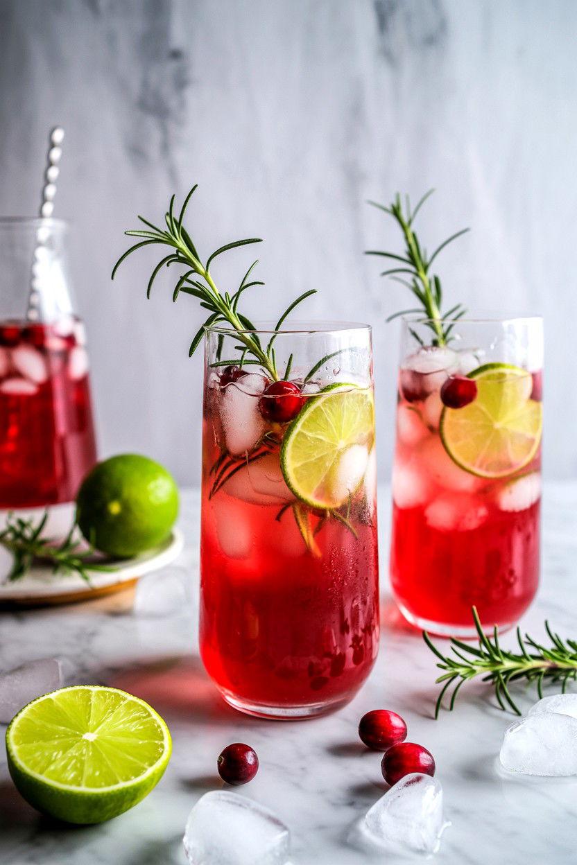 Cranberry Lime Spritzer - 25 Valentine's Day Non Alcoholic Drink Ideas